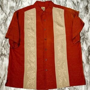 Jos. A. Bank Silk Casual Button Down Hawaiian Bowler Shirt Vintage Vibes Luau